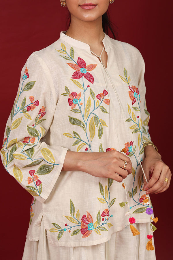 Floral Embroidered Skirt Set