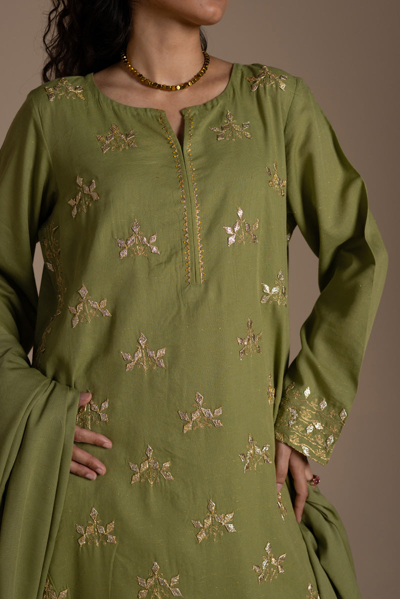 Embroidered Phool Gota Suit