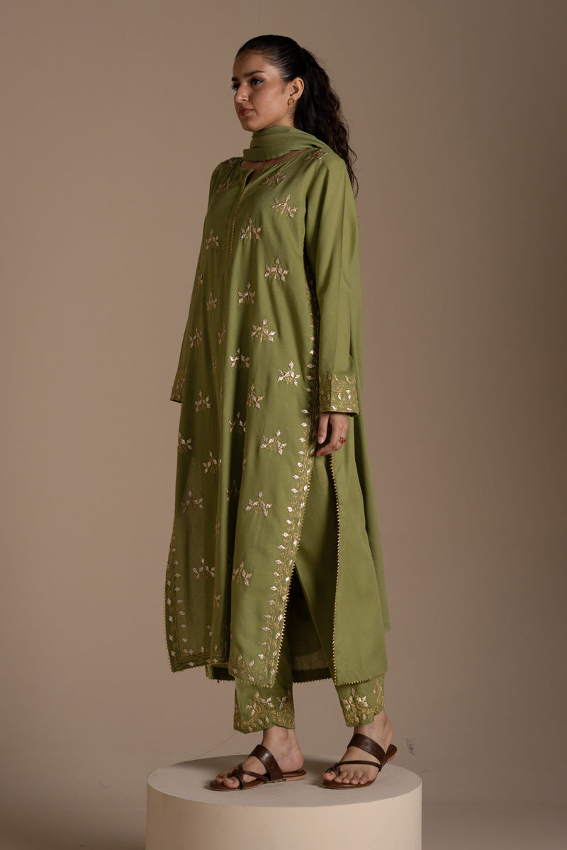 Embroidered Phool Gota Suit