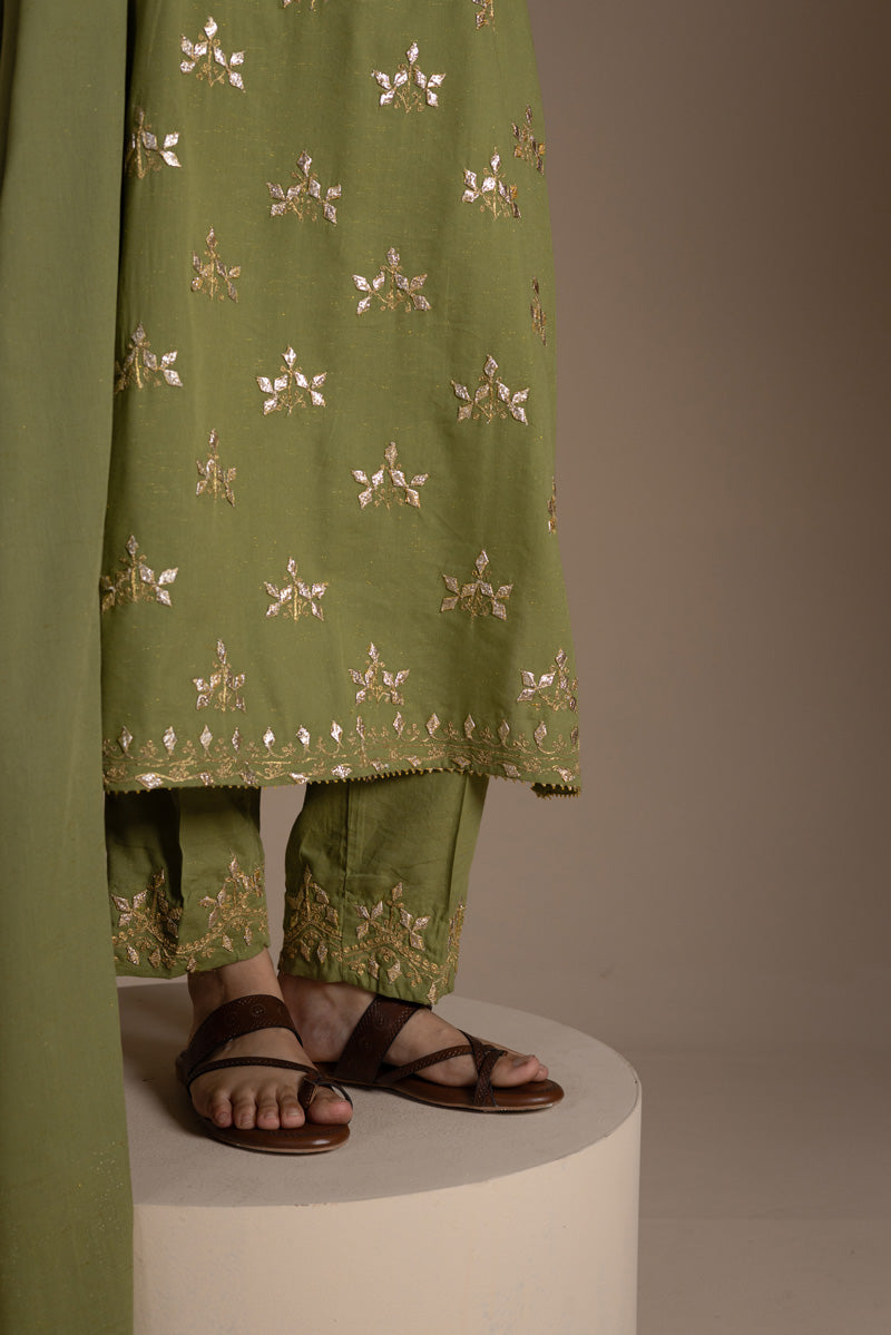 Embroidered Phool Gota Suit