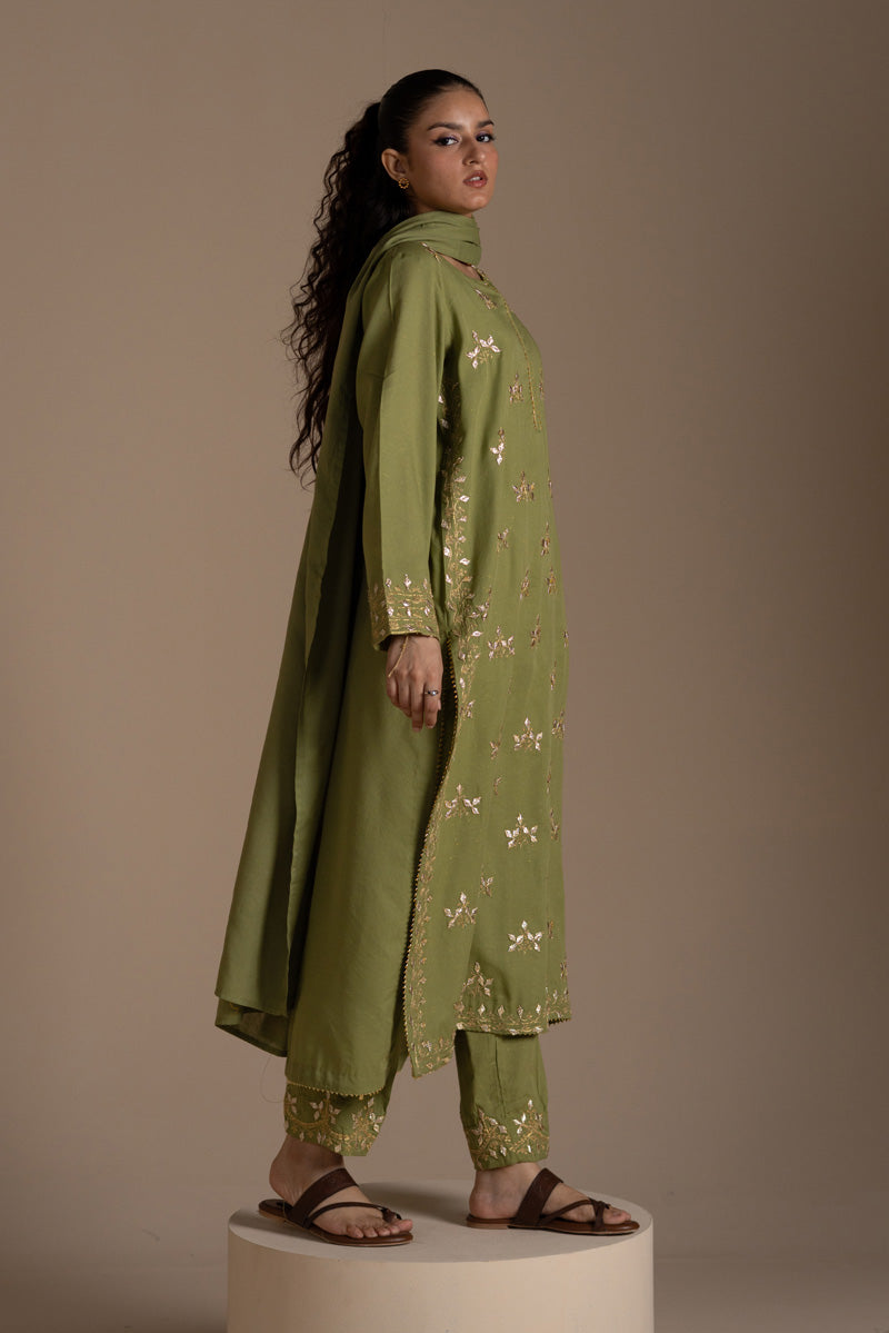 Embroidered Phool Gota Suit