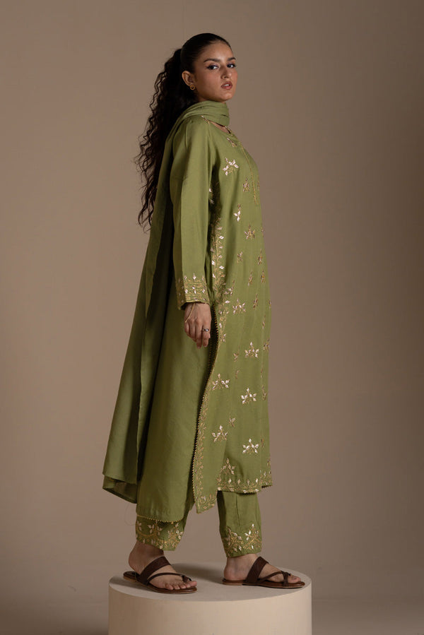 Embroidered Phool Gota Suit