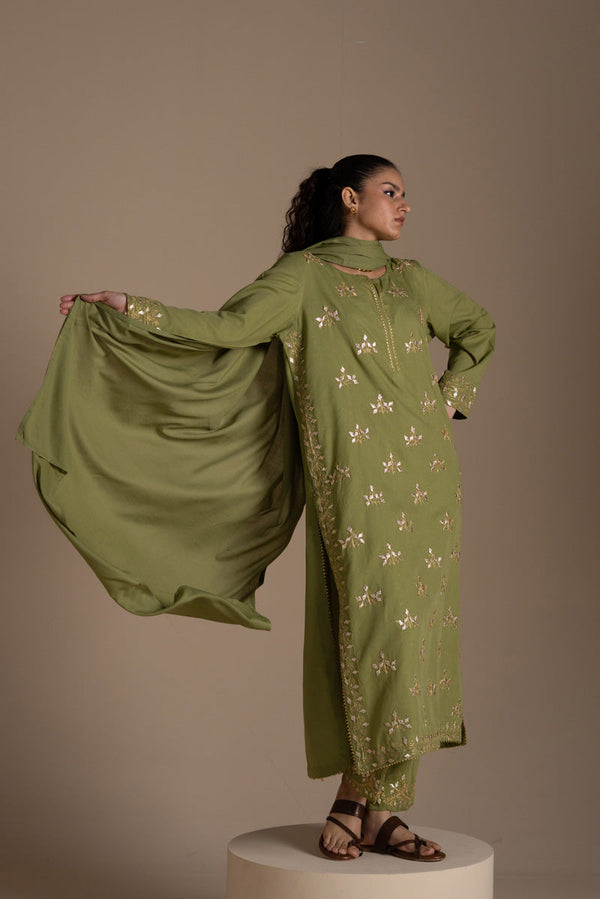 Embroidered Phool Gota Suit