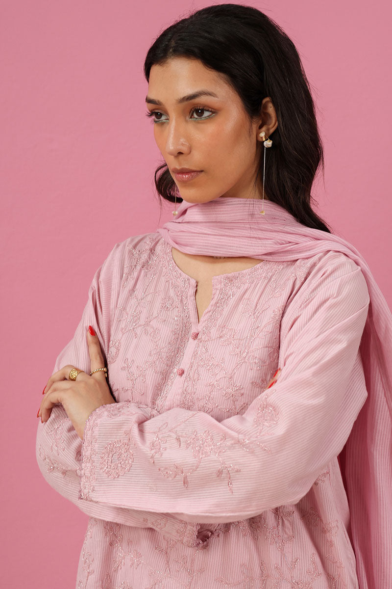 Pink Whisper Embroidered Set