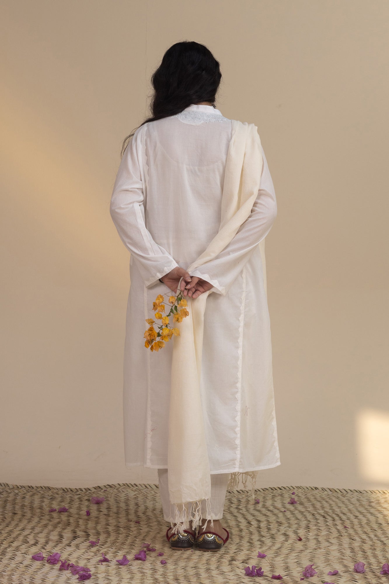 Embroidered Chalk Mehr Ensemble