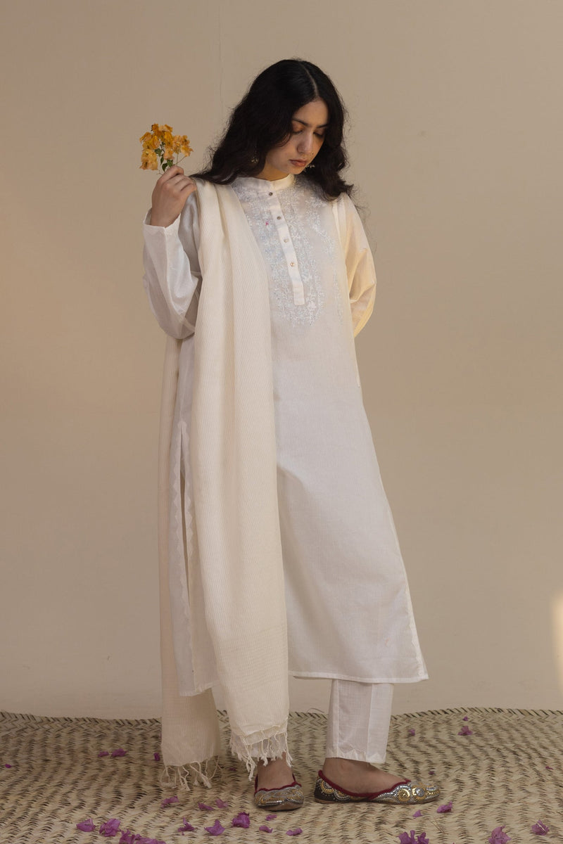 Embroidered Chalk Mehr Ensemble