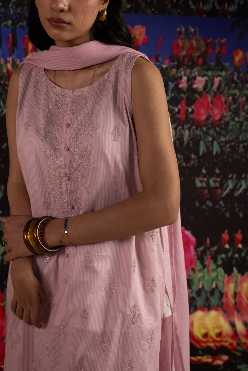 Chalk Whisper Embroidered Ensemble