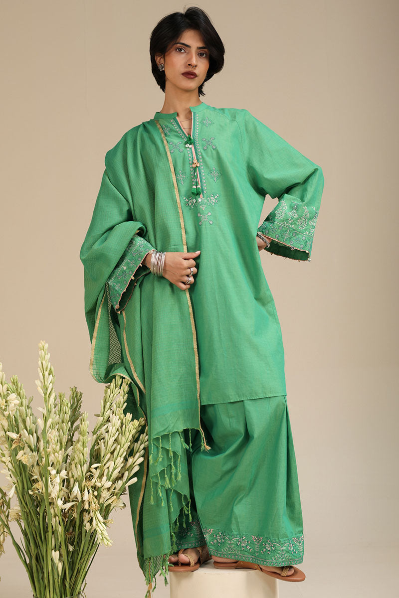 Mint Leaf Embroidered 3-Piece Suit