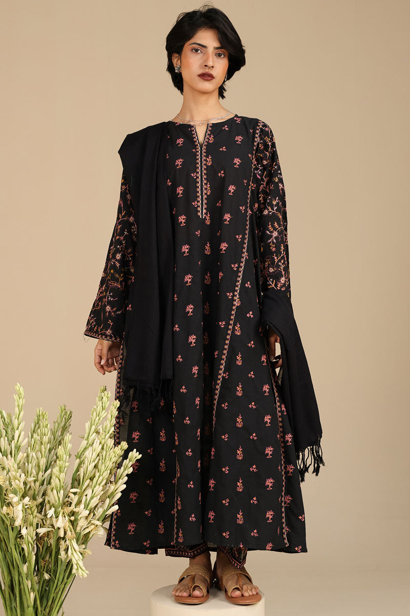 Moonflower Embroidered 3-Piece Ensemble
