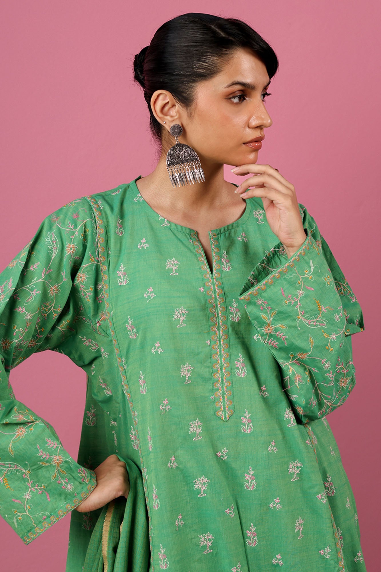 Moonflower Embroidered 3-Piece Ensemble