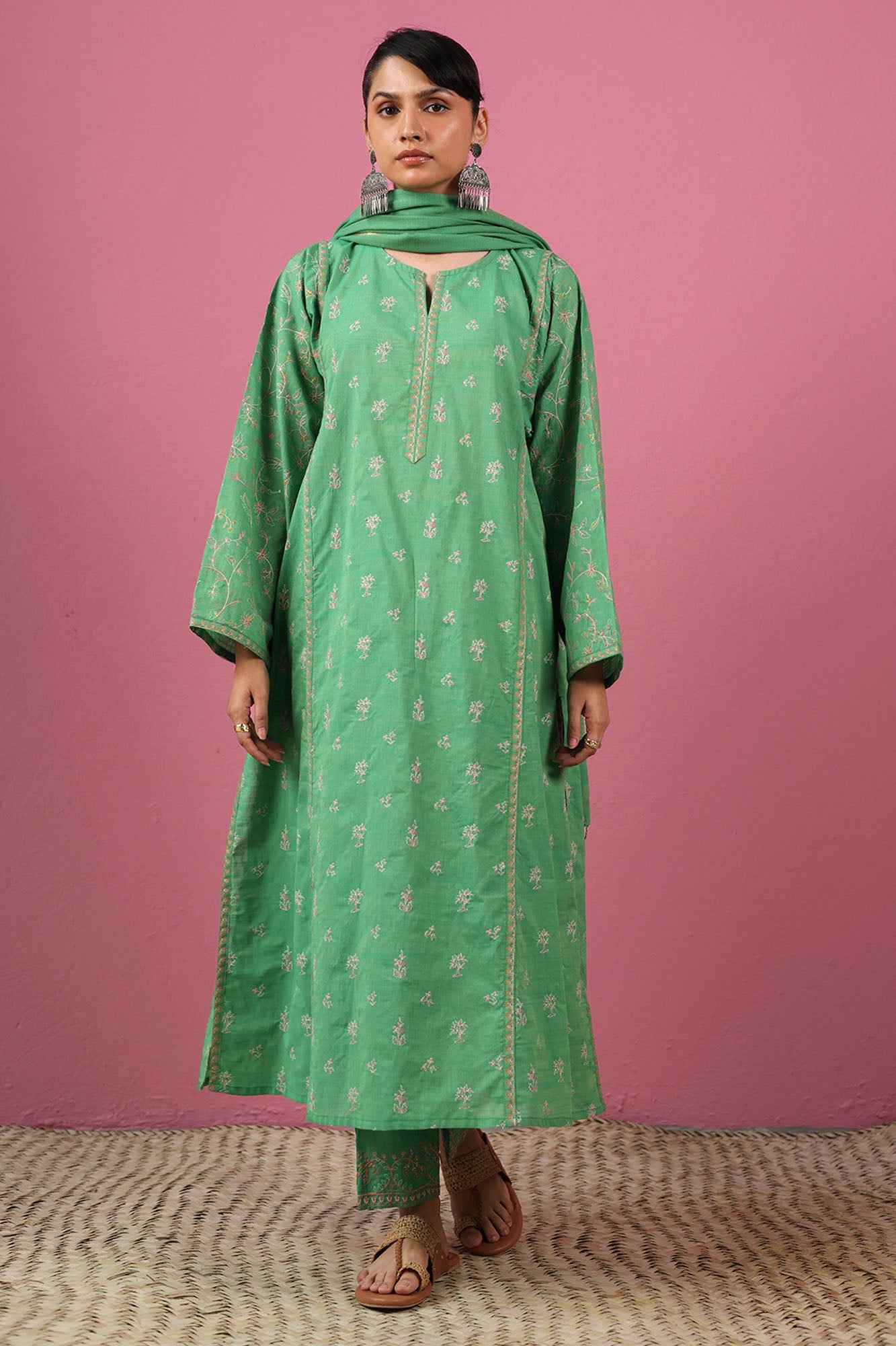 Moonflower Embroidered 3-Piece Ensemble
