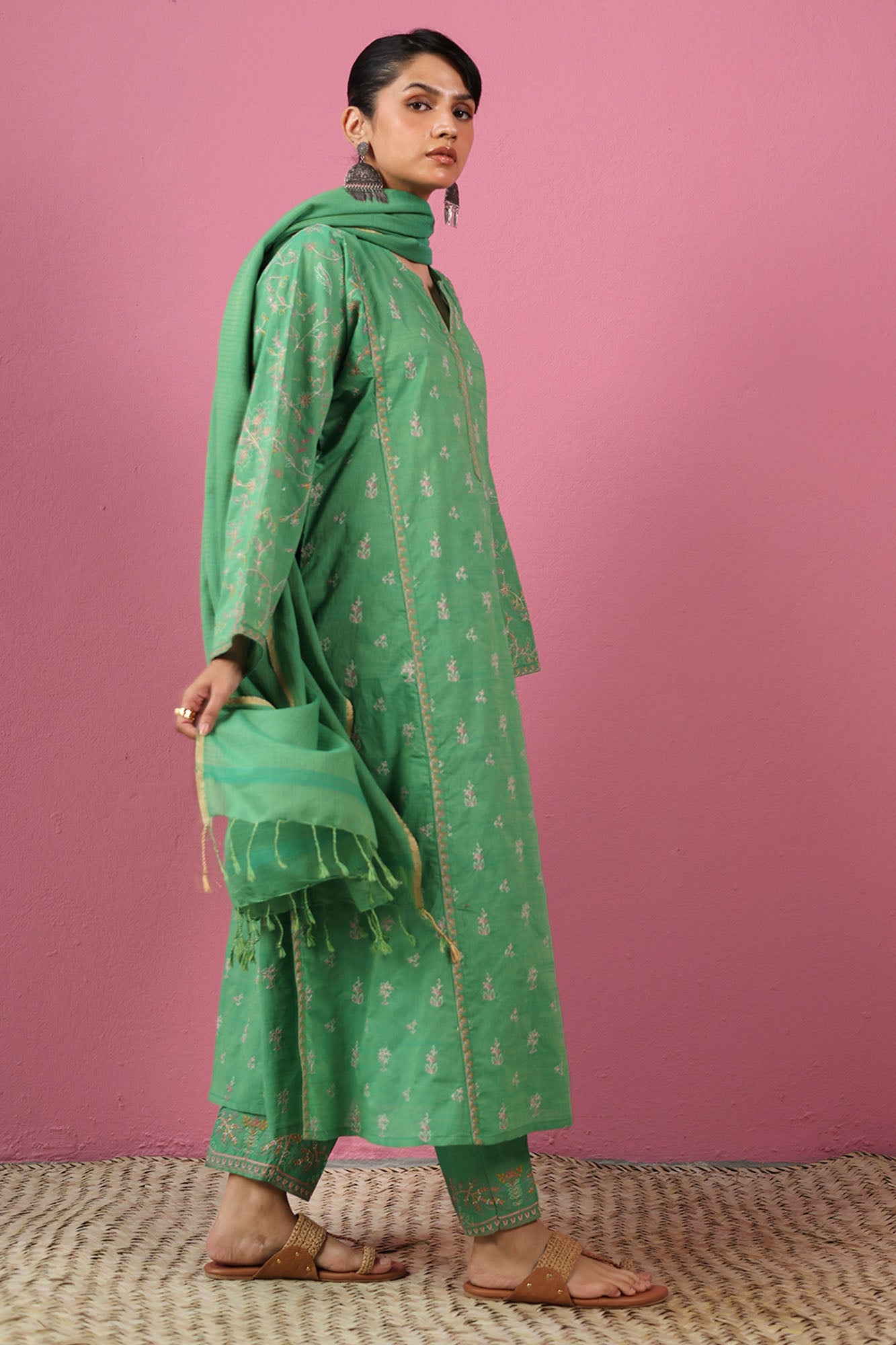Moonflower Embroidered 3-Piece Ensemble