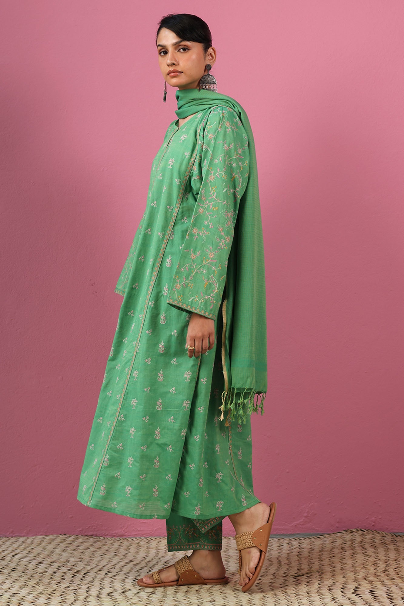 Moonflower Embroidered 3-Piece Ensemble