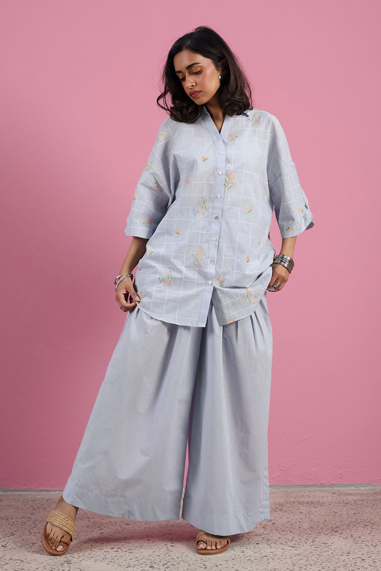 Petal Whimsy Embroidered Co-Ord Set