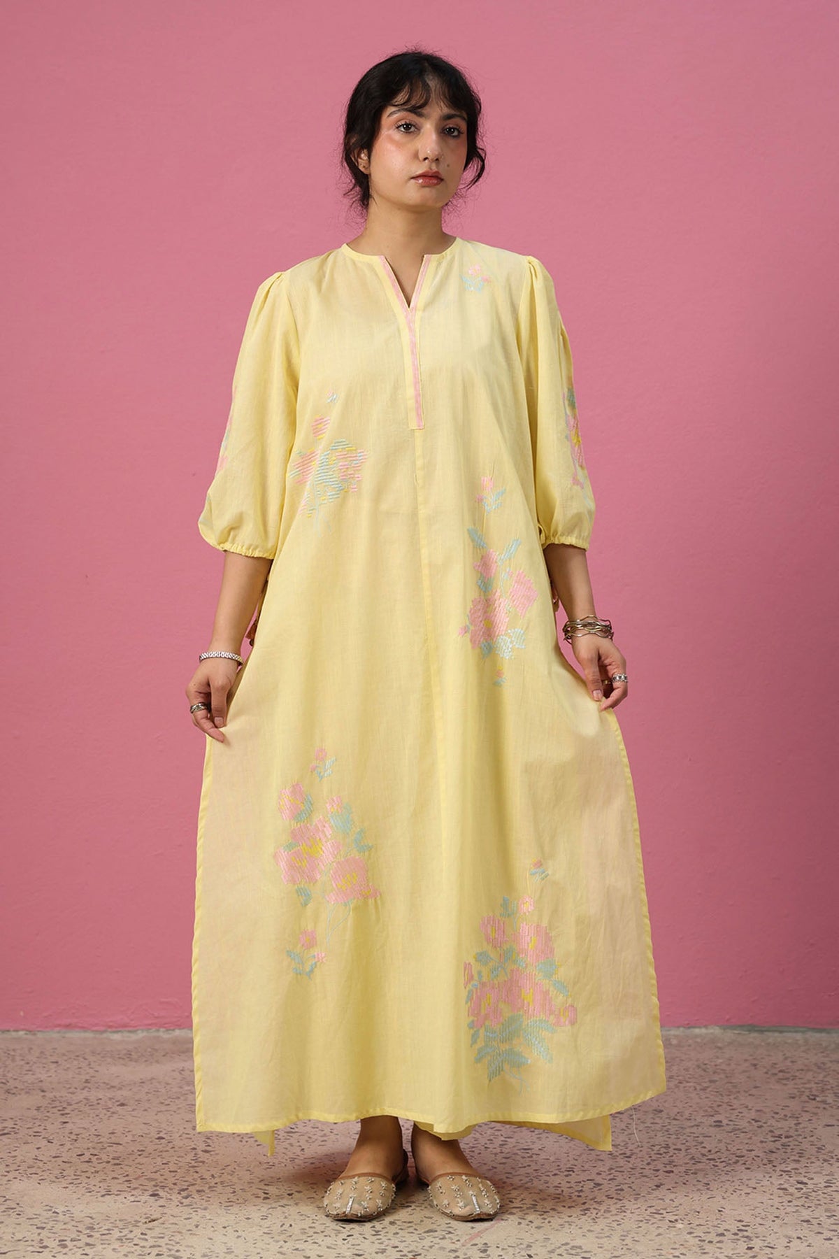 Pattern Embroidered Kaftan Set