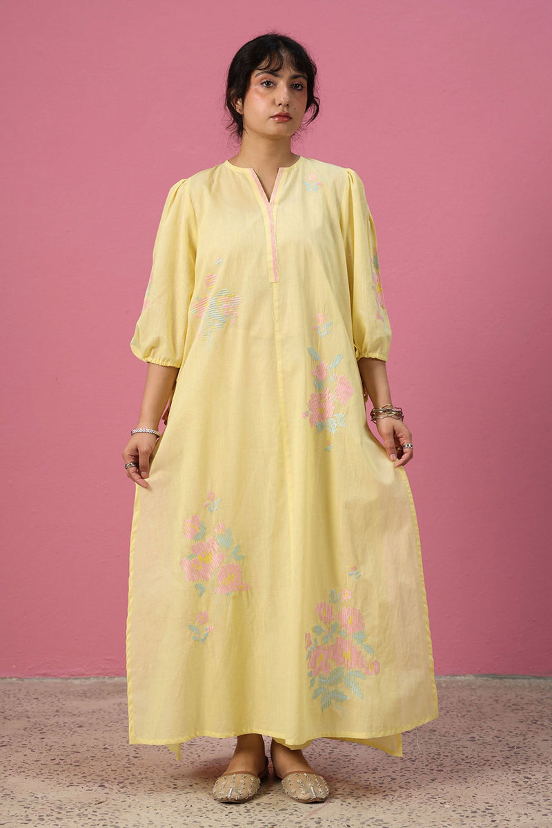 Pattern Embroidered Kaftan Set