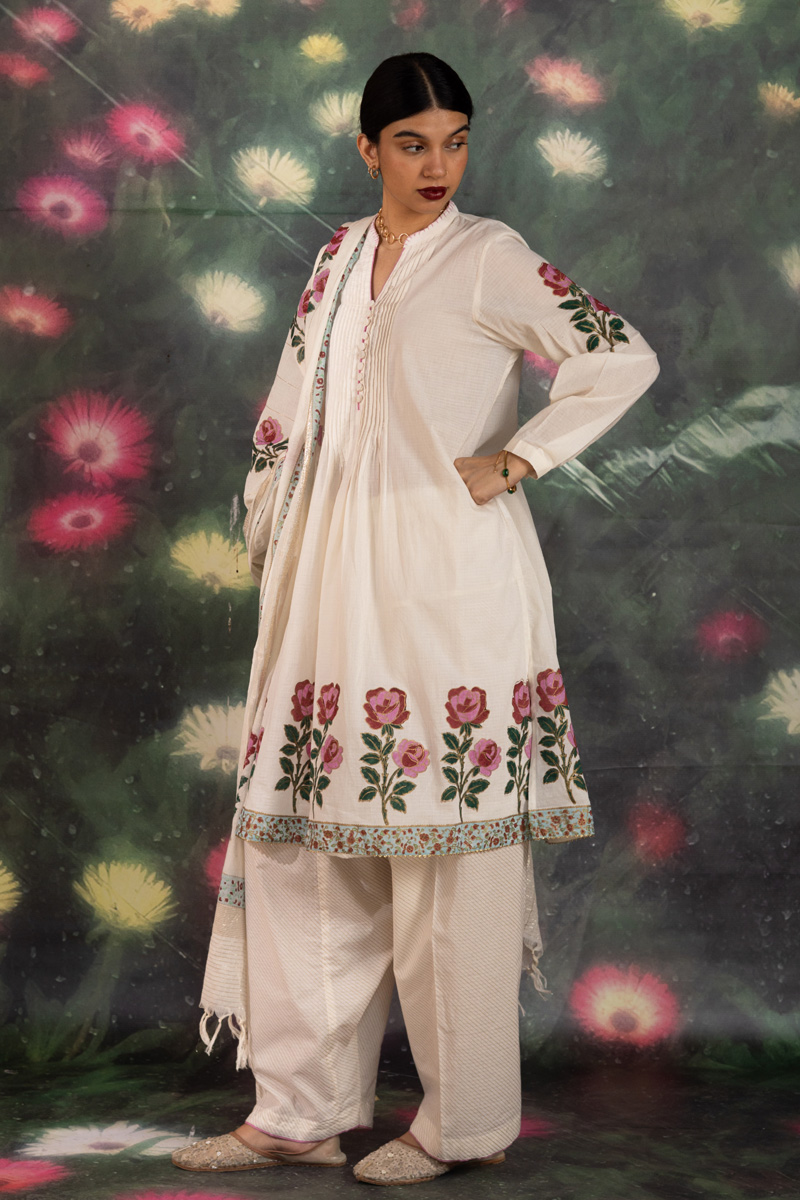 Khas Gulab Block-Printed Ensemble