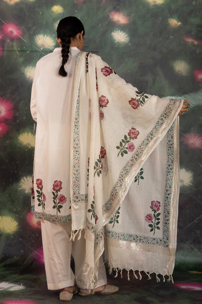 Khas Gulab Block-Printed Ensemble