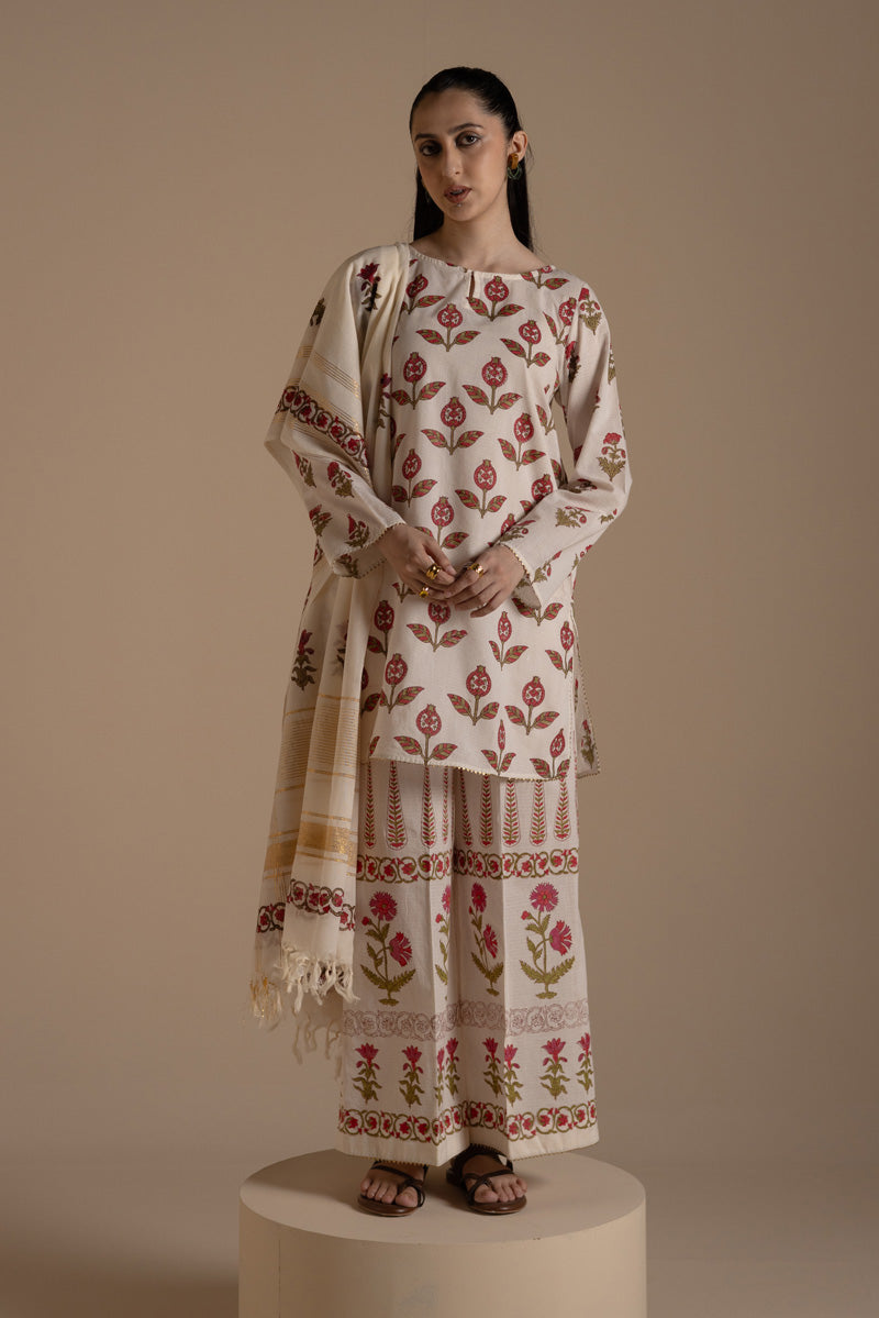 Gulbahar Block Printed 3-Piece Suit