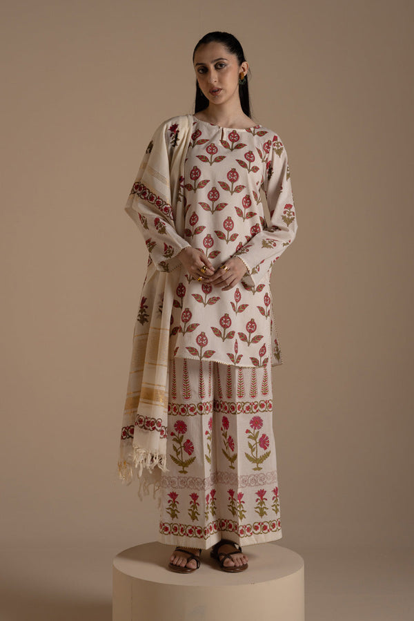 Gulbahar Block Printed 3-Piece Suit