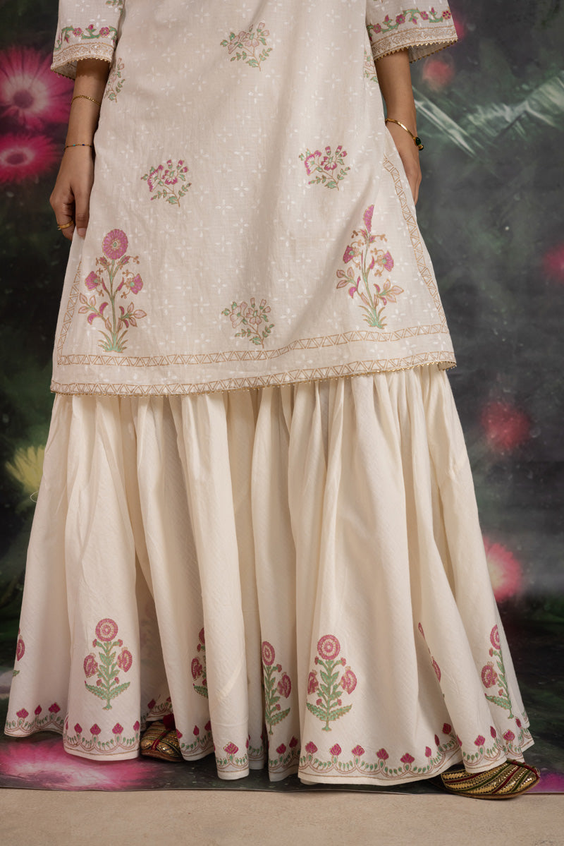 Khas Block Printed Gharara Set