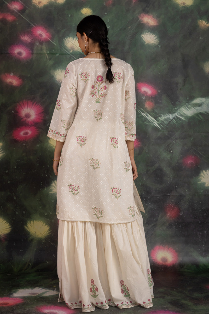 Khas Block Printed Gharara Set