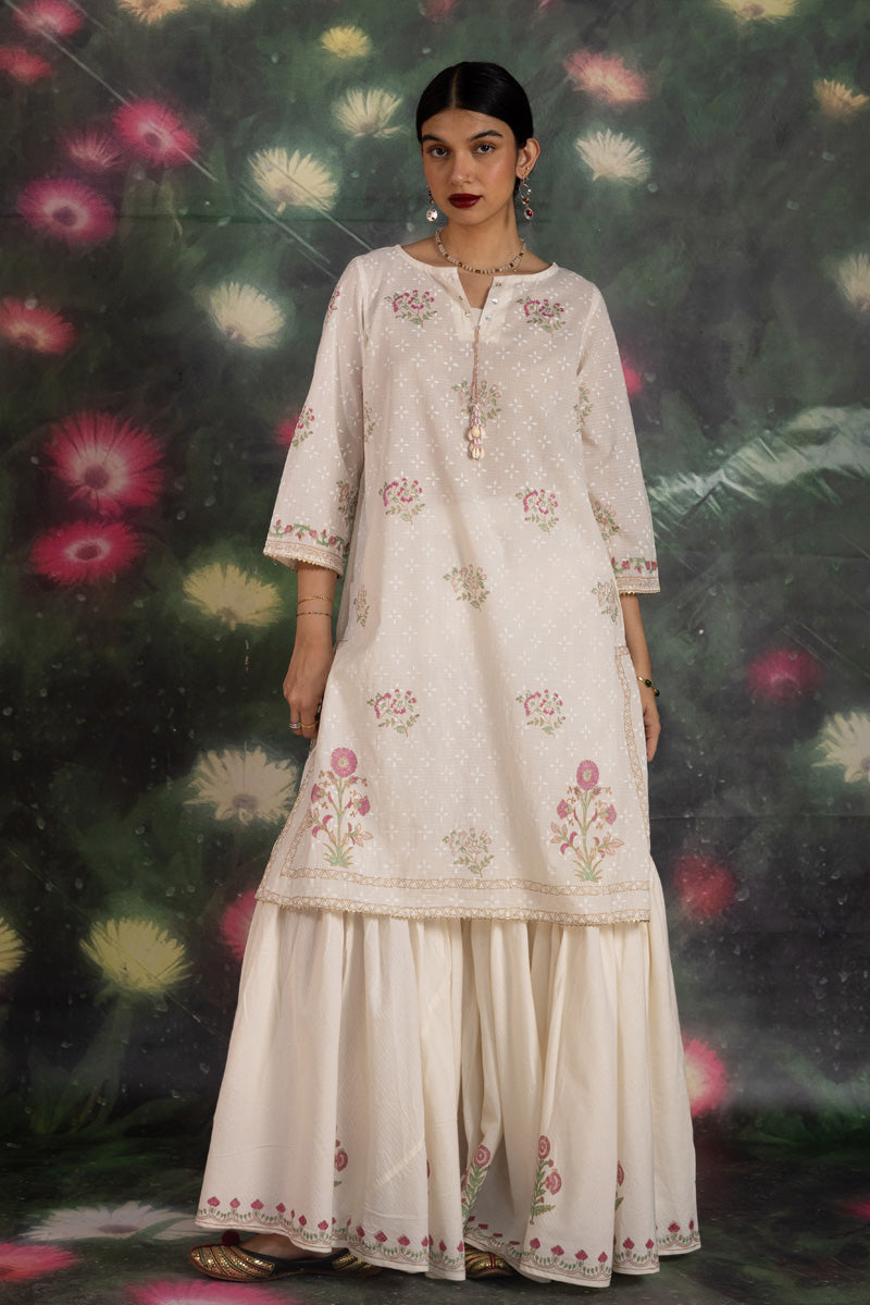 Khas Block Printed Gharara Set