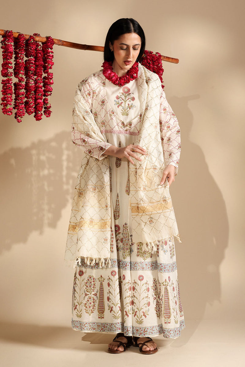 Block-Printed Anarkali Set