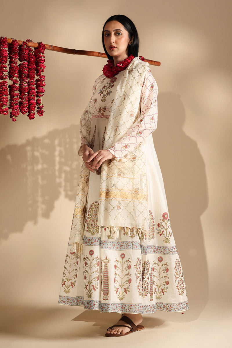 Block-Printed Anarkali Set