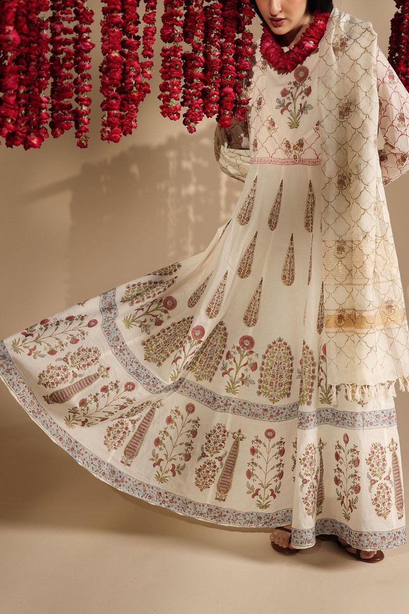 Block-Printed Anarkali Set