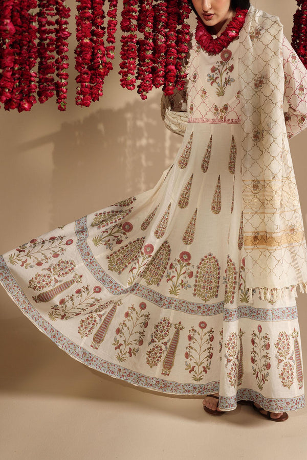 Block-Printed Anarkali Set