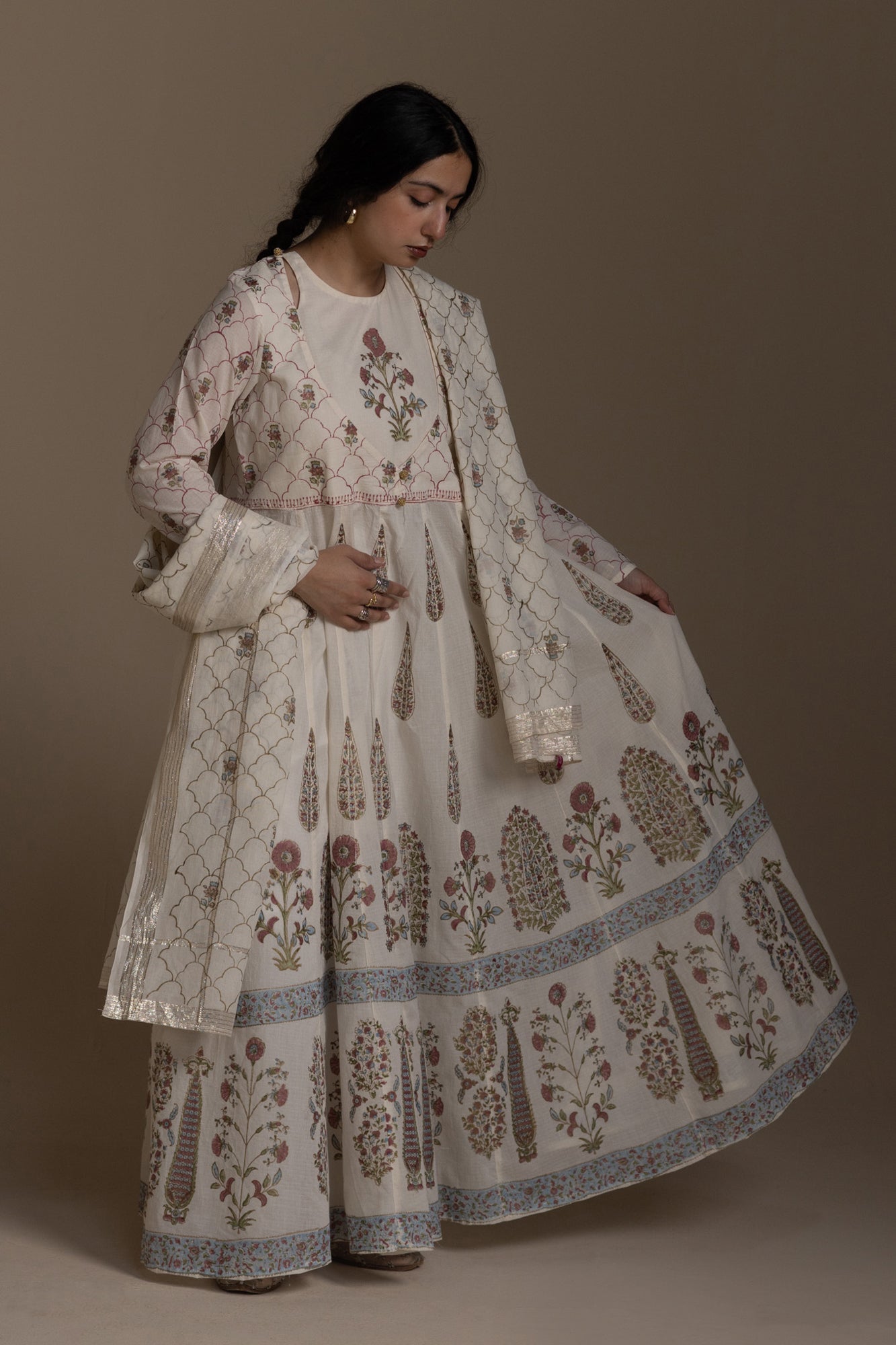 Block Printed Anarkali Set