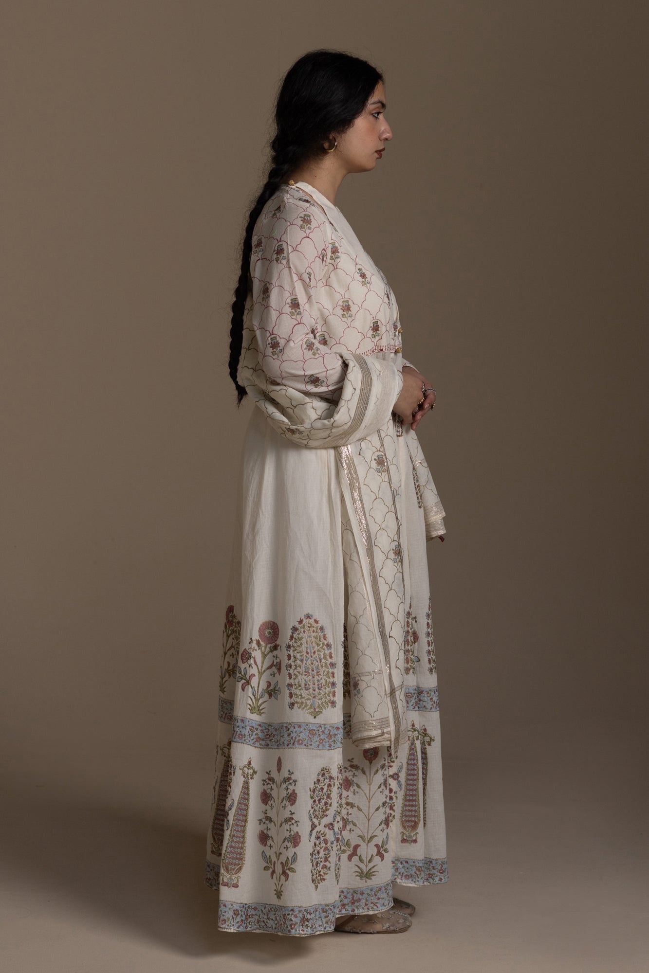Block Printed Anarkali Set