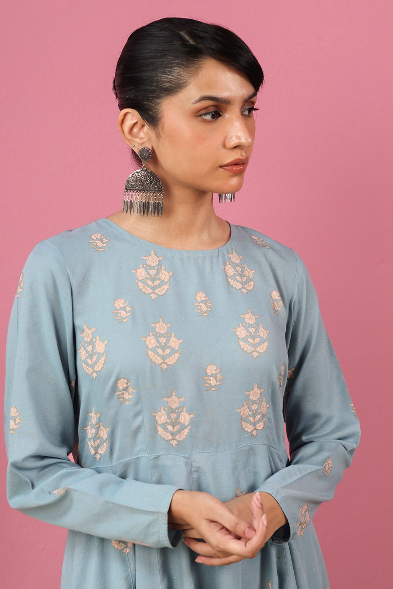 Celeste Gold Anarkali Set