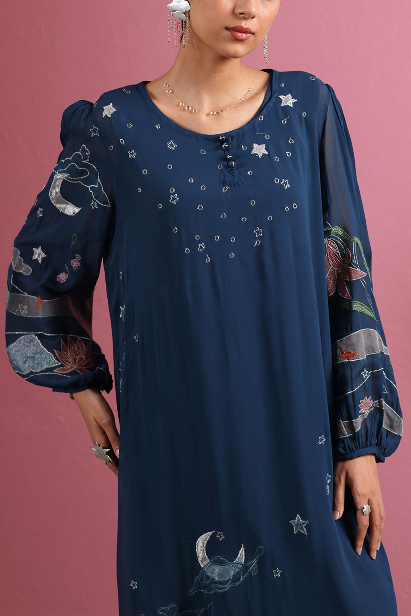 Midnight Bloom Embroidered Set