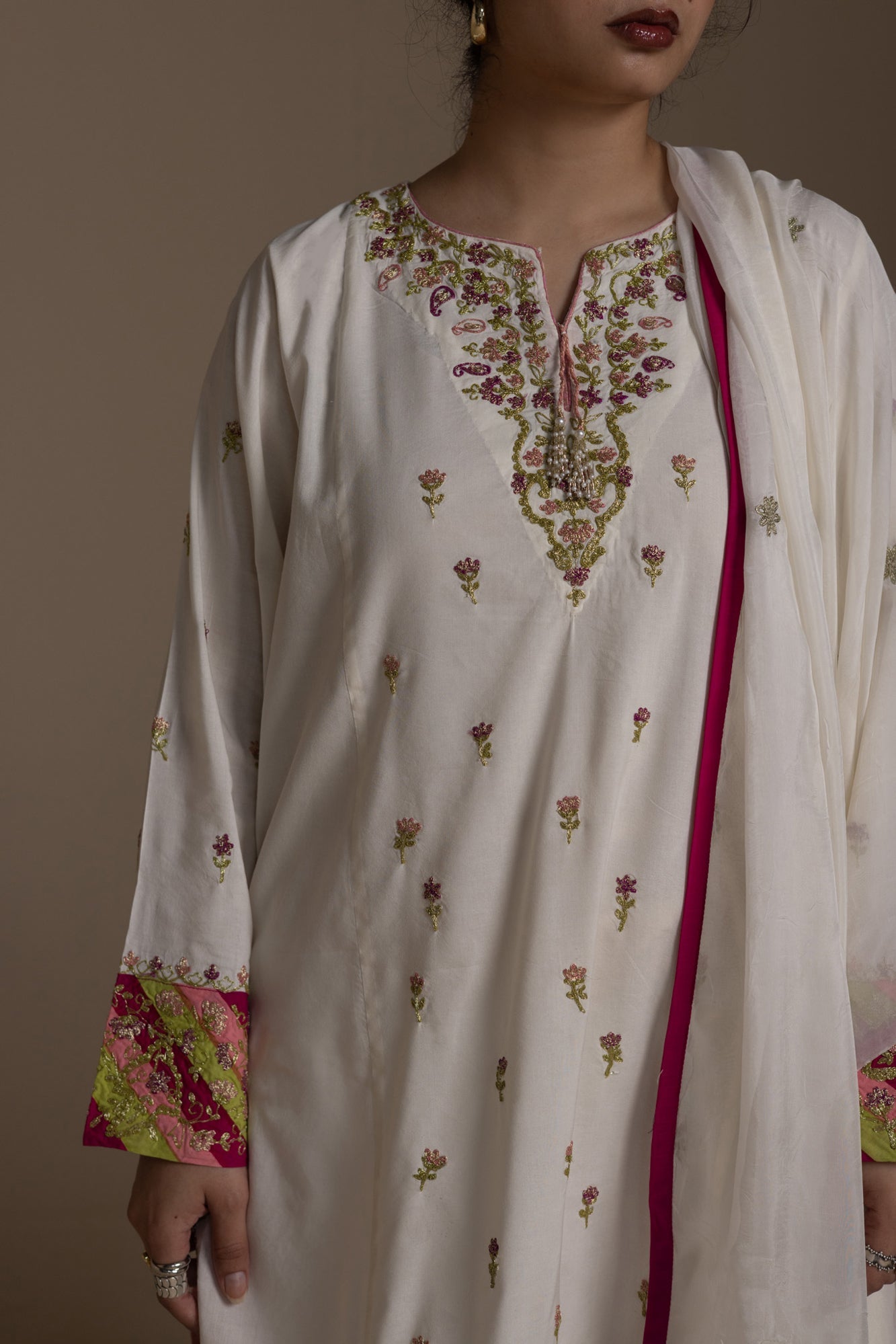 Ivory Embroidered Ensemble