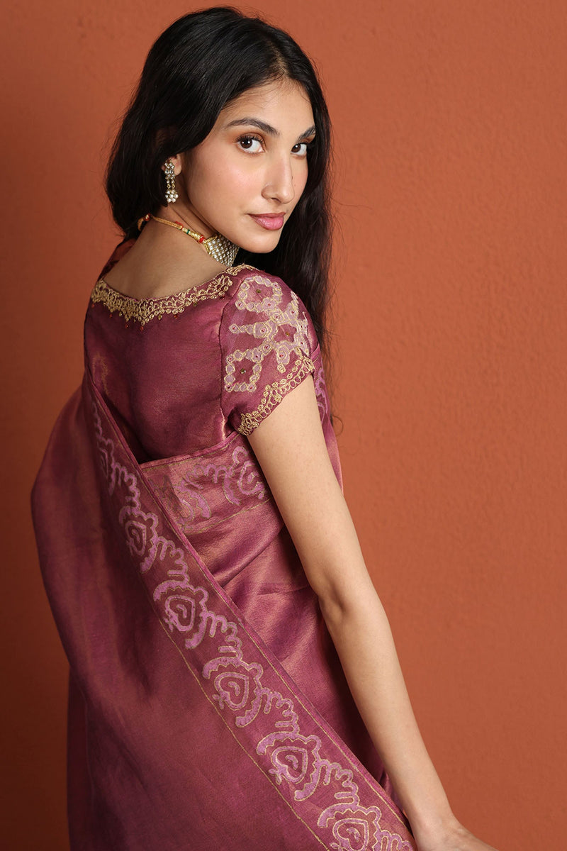 Rose Gold Zaari Saree