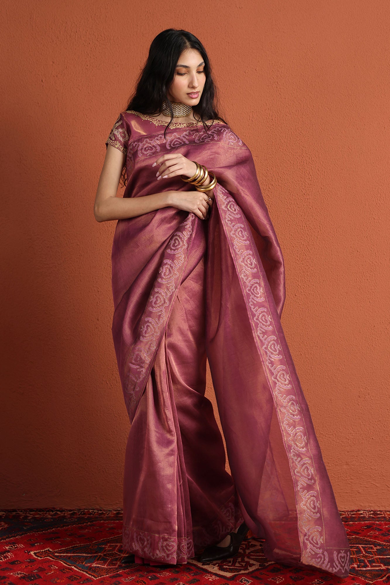 Rose Gold Zaari Saree