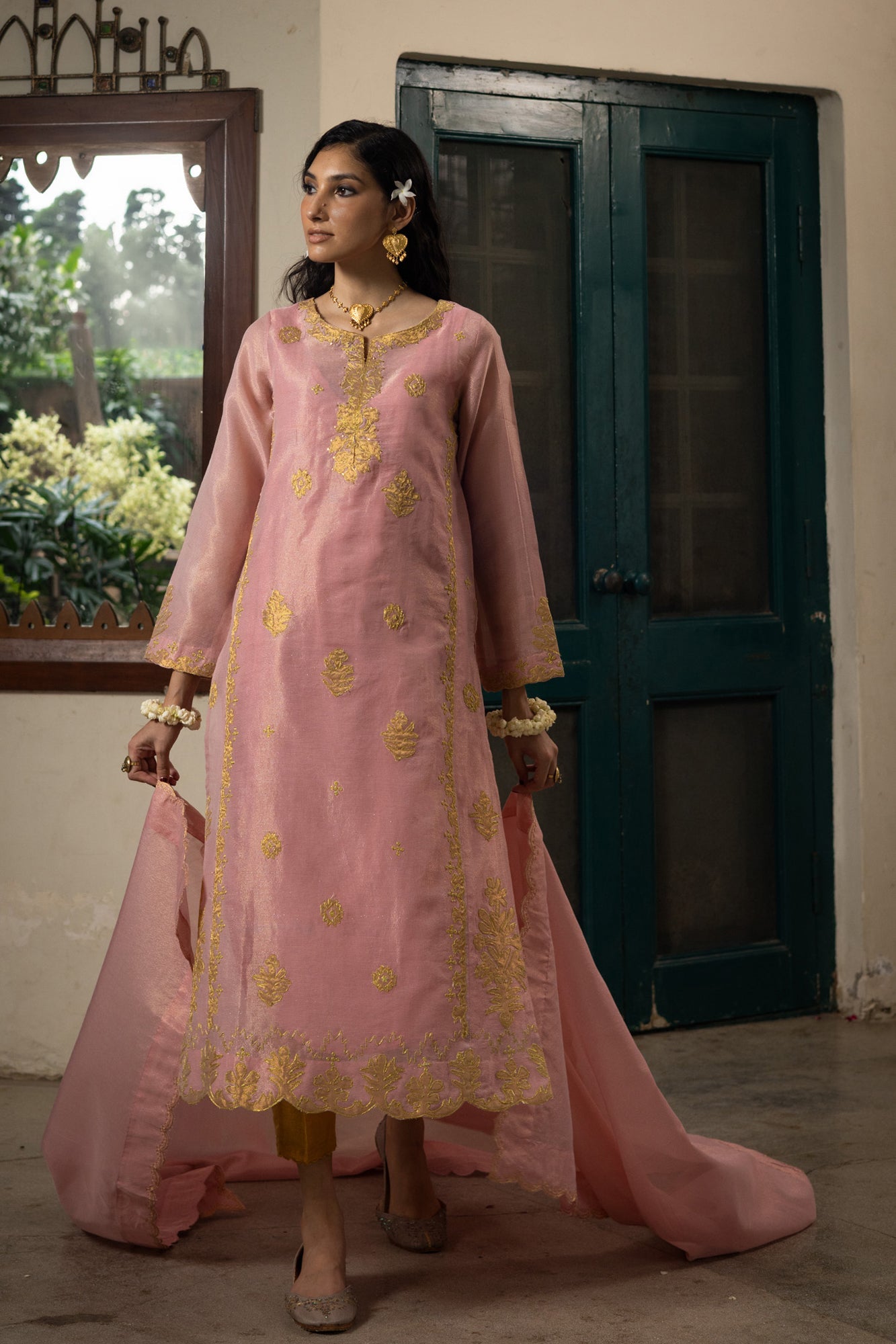 Rose Mist Embroidered Ensemble