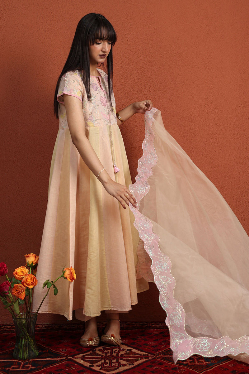 Floral Embroidered Kalidaar Ensemble