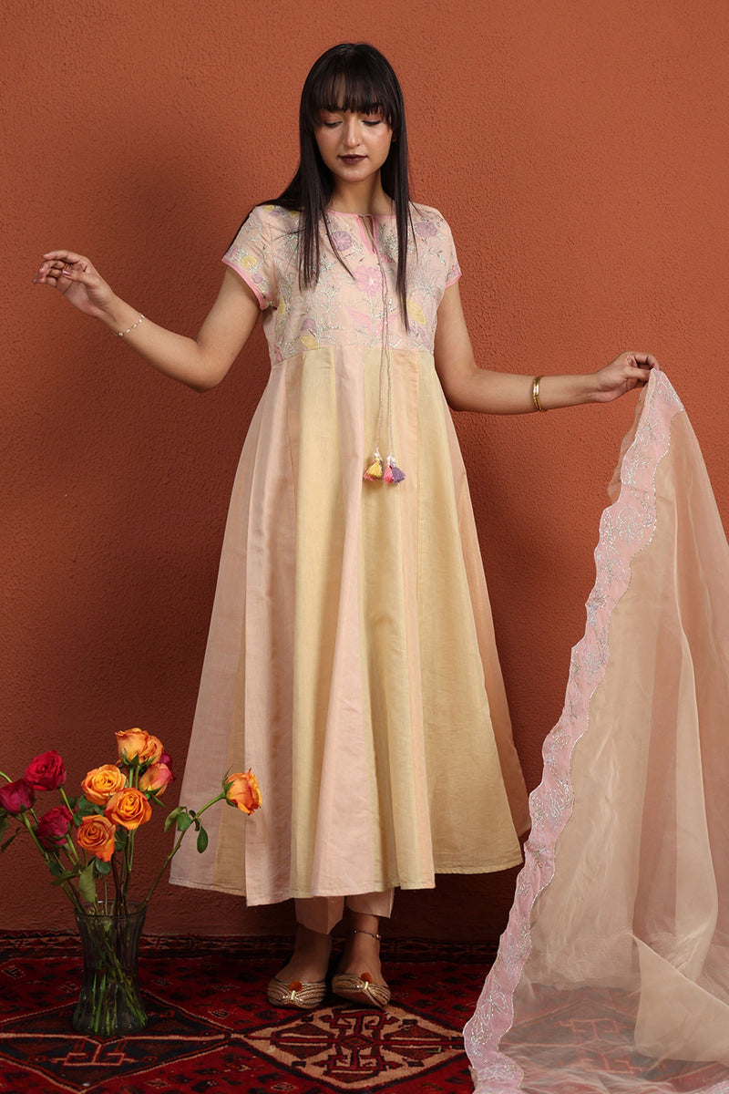 Floral Embroidered Kalidaar Ensemble