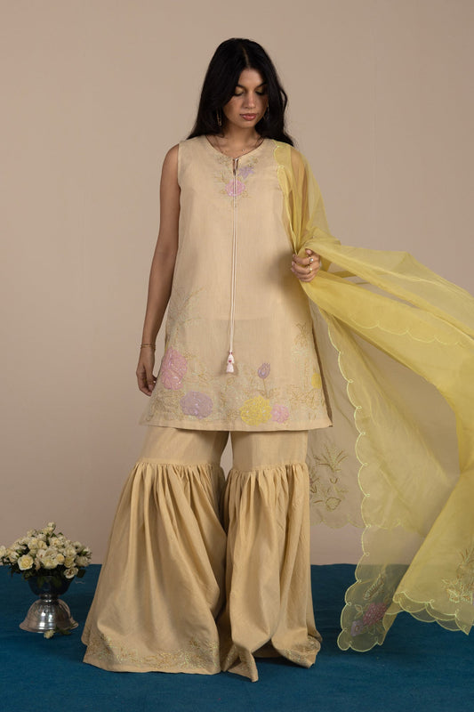 Phool Embroidered Gharara Ensemble