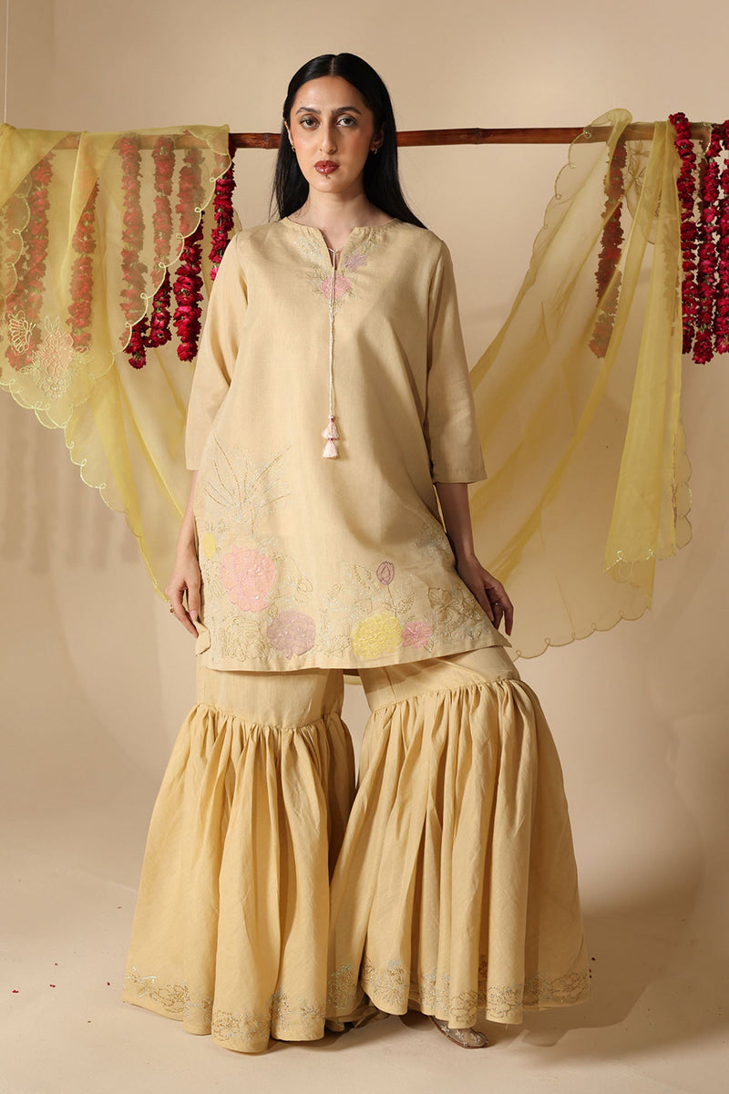 Gulnar Embroidered Gharara Ensemble