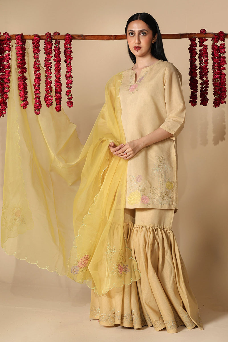 Gulnar Embroidered Gharara Ensemble