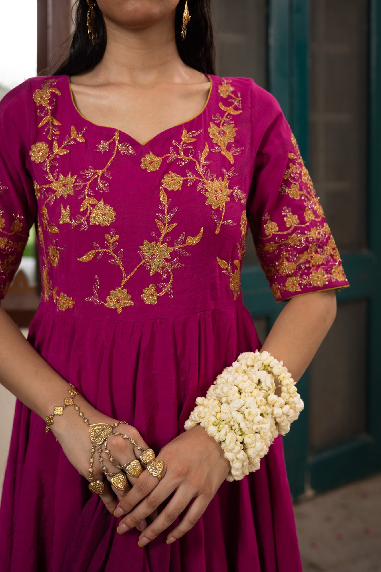 Embroidered Rosette Kalidaar Ensemble