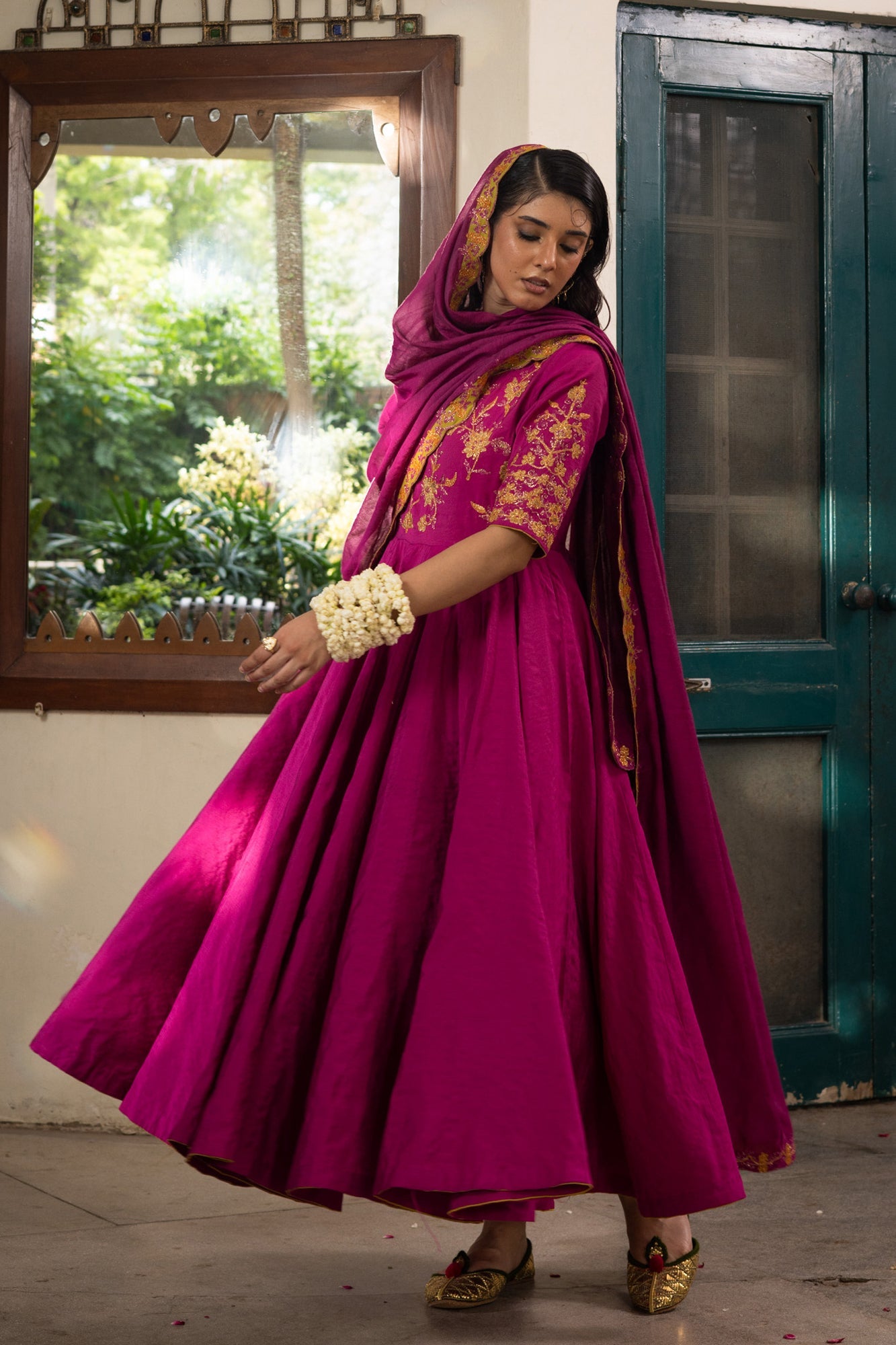 Embroidered Rosette Kalidaar Ensemble