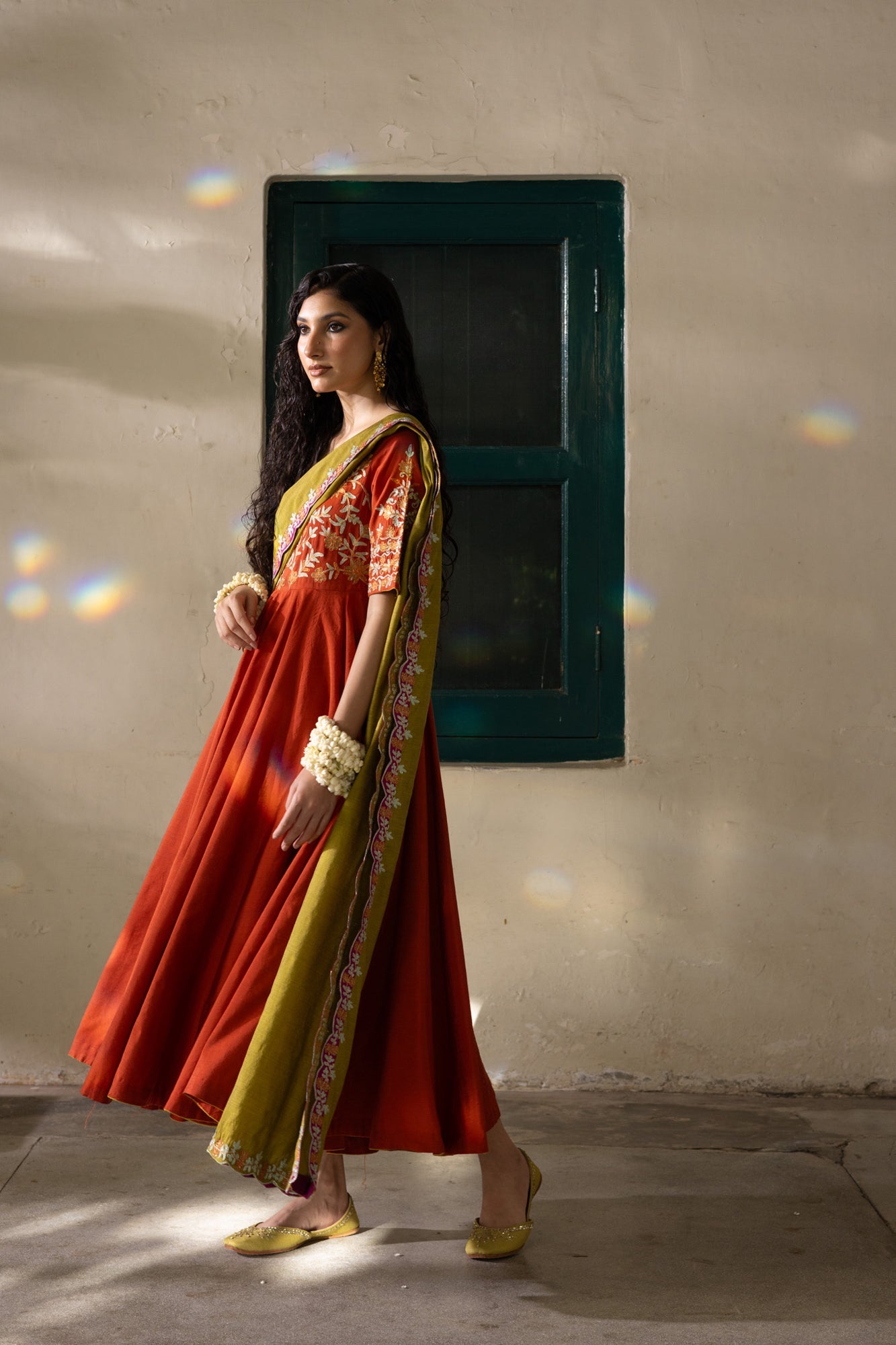 Embroidered Rosette Kalidaar Ensemble
