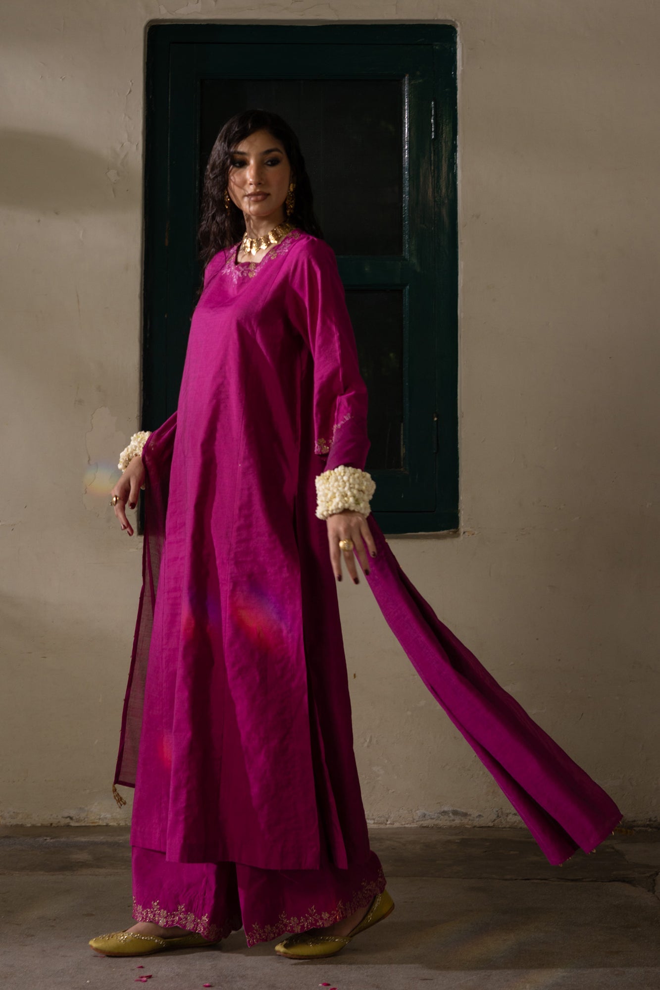 Golden Veil Embroidered Ensemble