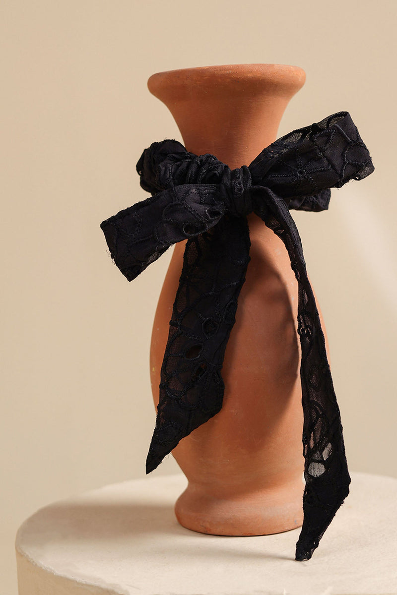 Embroidered Bow Scrunchie