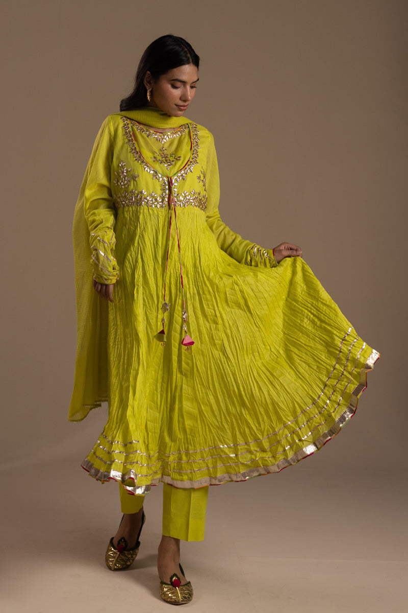 Golden Gota Anarkali Ensemble